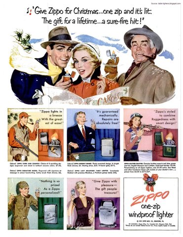 Открытка Zippo 1951.